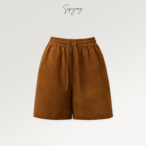 SIQIYOUNG 摩登态度-进口混种羊皮简约松紧百搭皮短裤