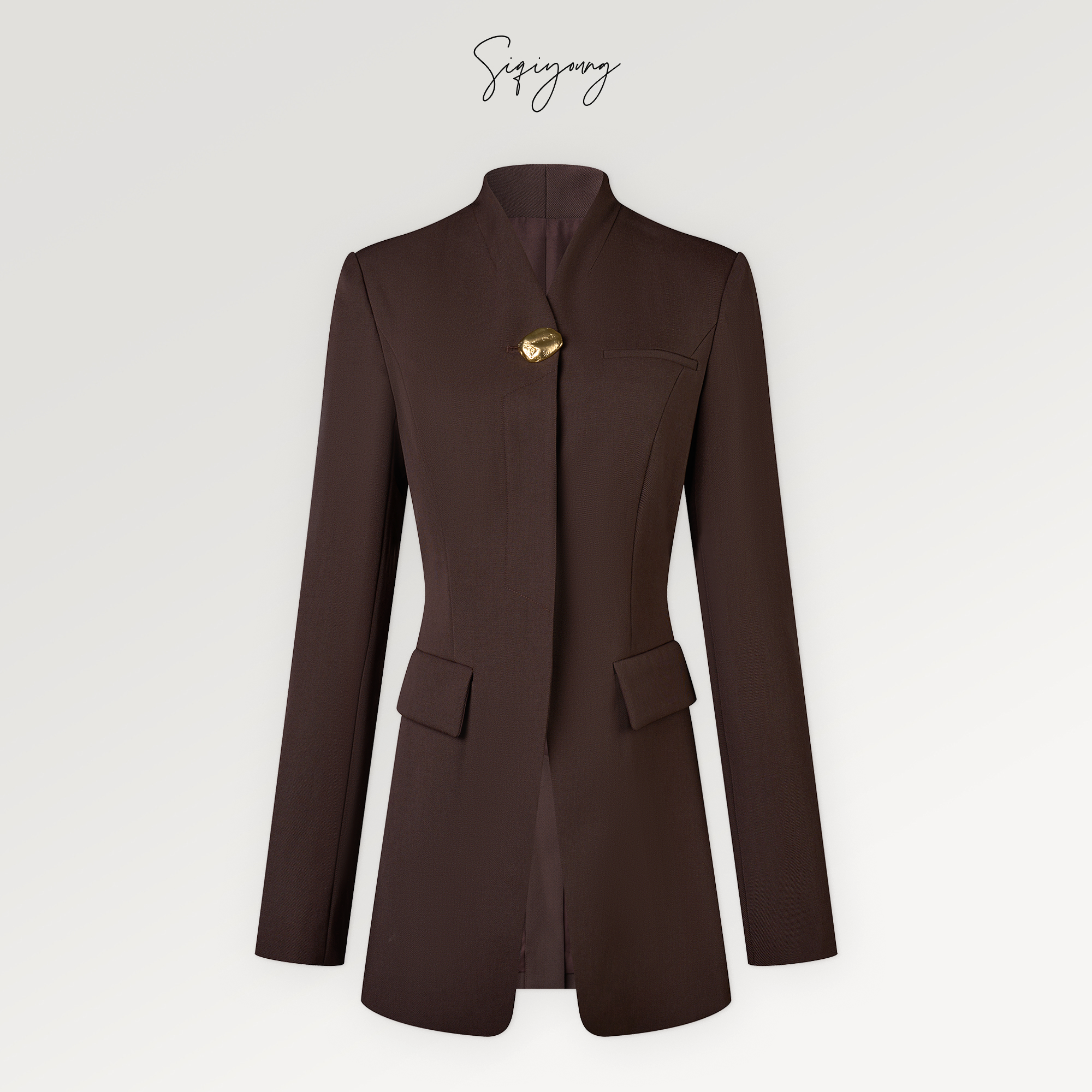 SIQIYOUNG低调奢华风金属扣西装