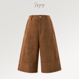 SIQIYOUNG 黑骑士-率性主义收胯直腿仿麂皮五分裤 复古百搭休闲裤