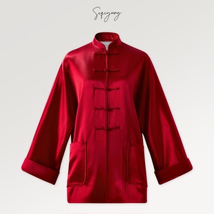 小立领新年红宽松中式 盘扣外套红色 上衣松弛 鸿运当头 SIQIYOUNG
