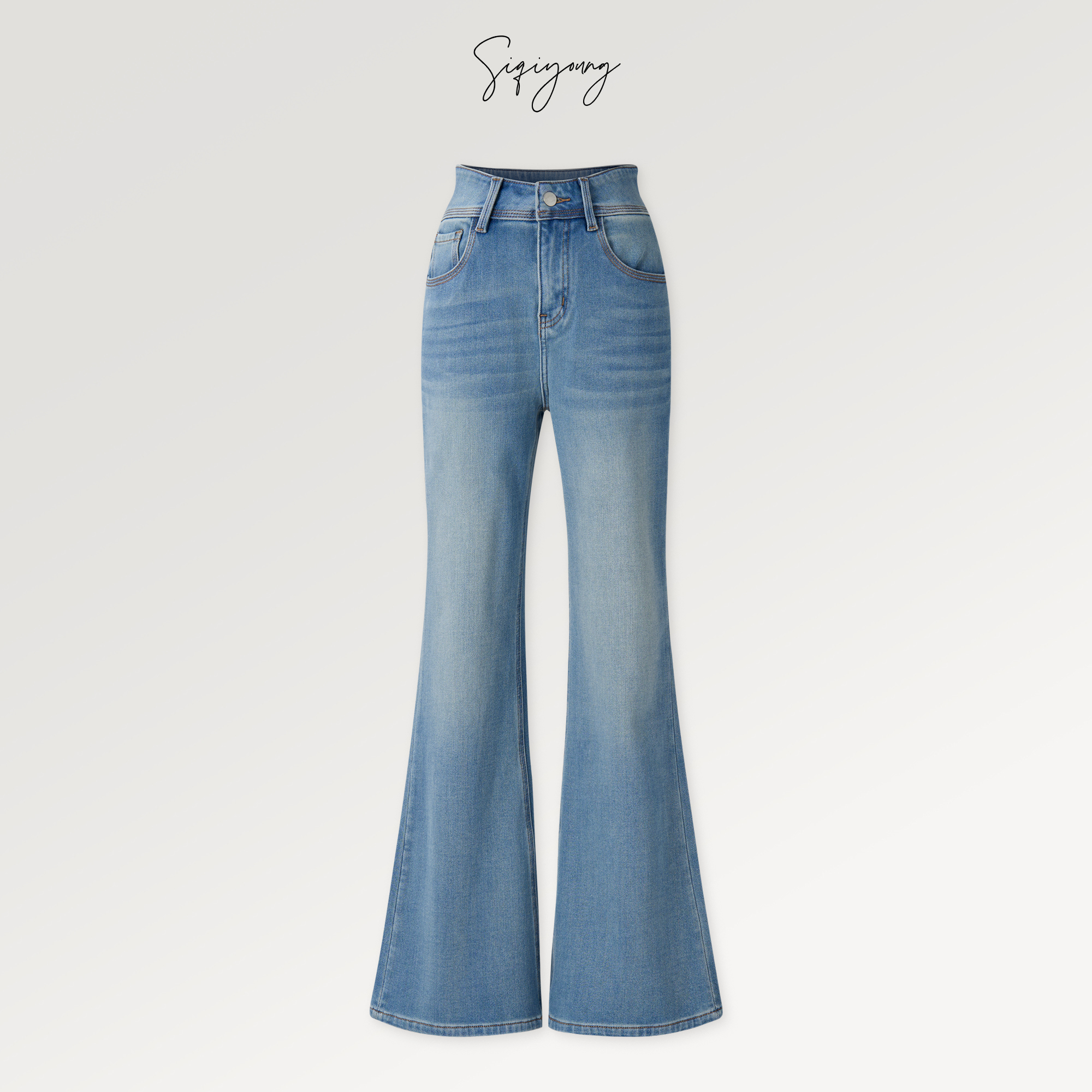 SIQIYOUNG沙漏高腰四面弹微喇裤