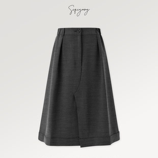 PANTS SIQIYOUNG NOT 压褶卷边解构感减龄半裙棉混纺