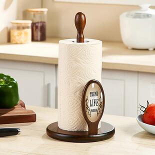 实木厨房餐桌纸巾架置物架立式木质卷筒卫生纸架保鲜膜收纳层架免