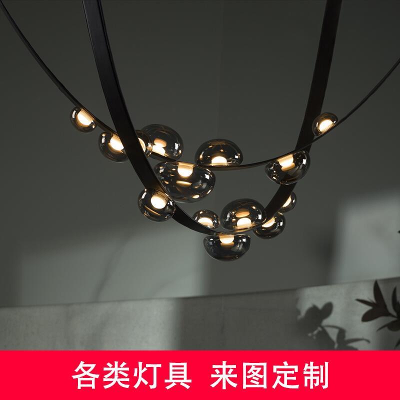 后现代北欧轻奢商用家用定制吊灯会所餐厅酒店包间琉璃玻璃装饰灯