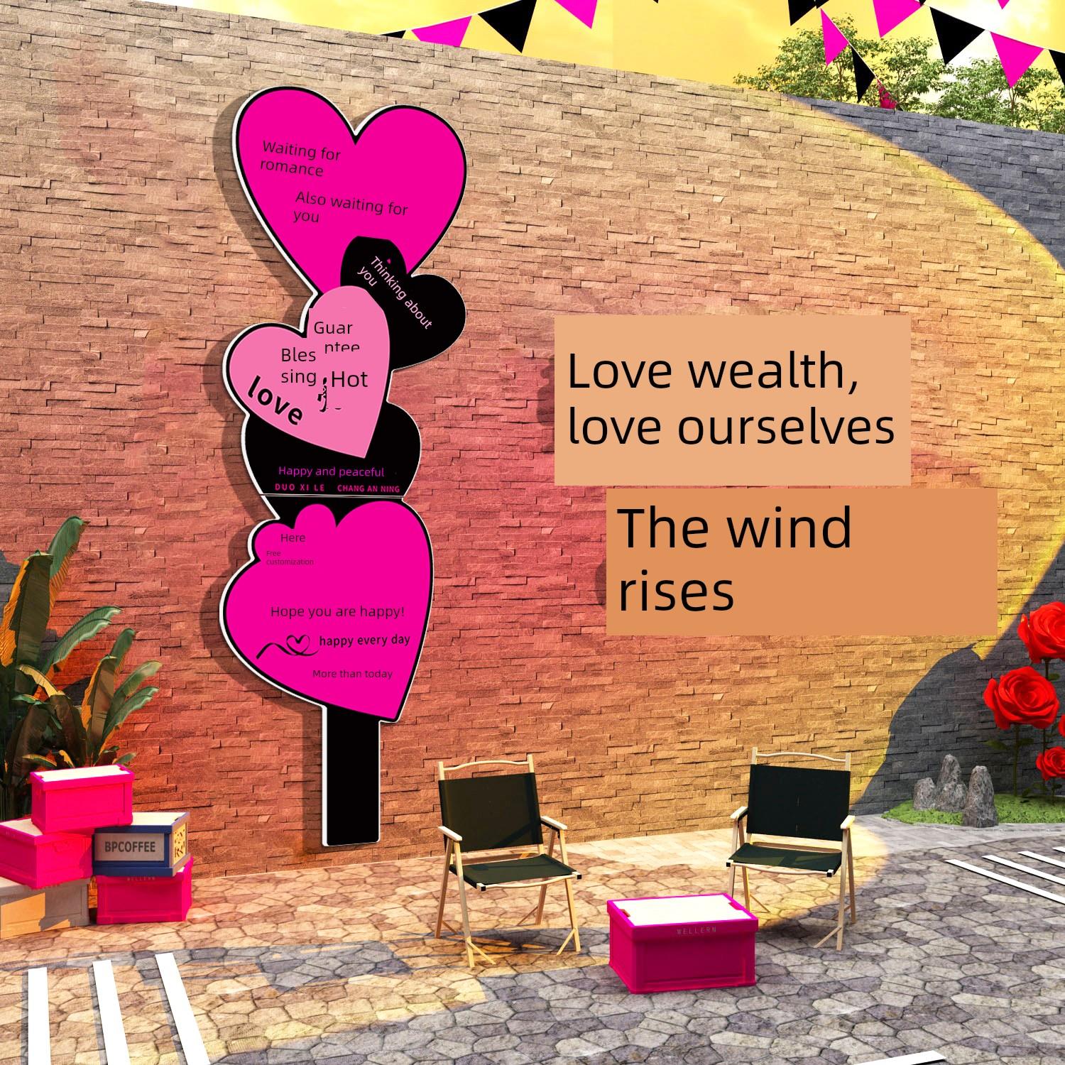 网红签到墙照片区布局民宿庭院烧烤火锅店店铺装修图片背景墙贴纸