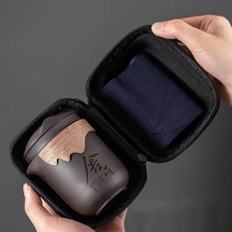 紫砂旅行茶具套装便携包户外快客杯陶瓷泡茶杯一壶四杯茶水分离杯,餐饮具,旅行茶具,淘宝优惠券,粉丝福利购,淘宝优惠卷