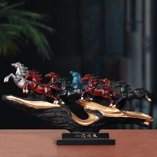 八骏马办公室摆件工艺品大号马到成功家居客厅酒柜电视柜装饰礼品