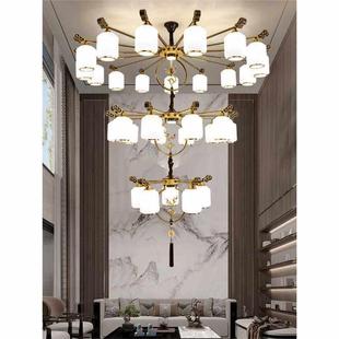 新中式吊灯客厅灯2023年新款灯头朝下卧室餐厅灯覆古大气覆式楼