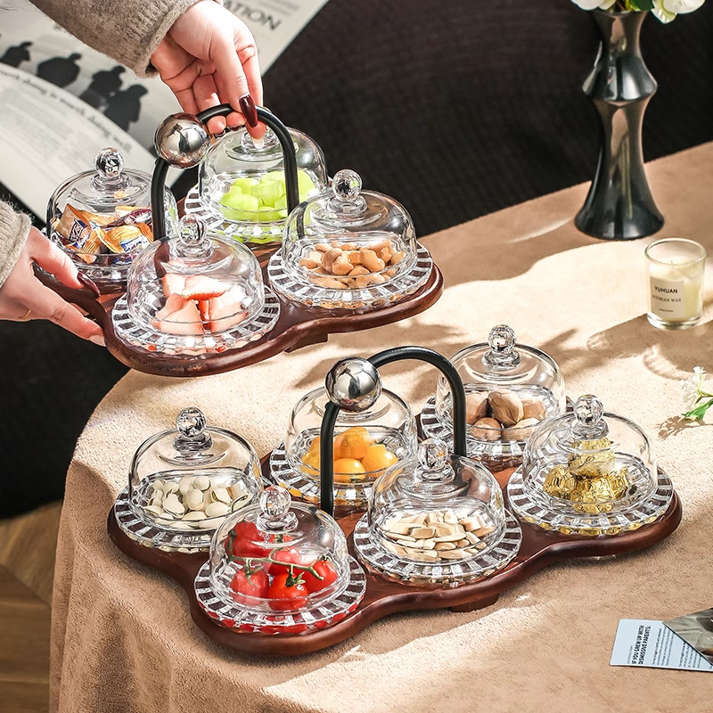 乔迁新居之喜水果盘家用客厅茶几带盖高端精致零食糖果干果点心盘