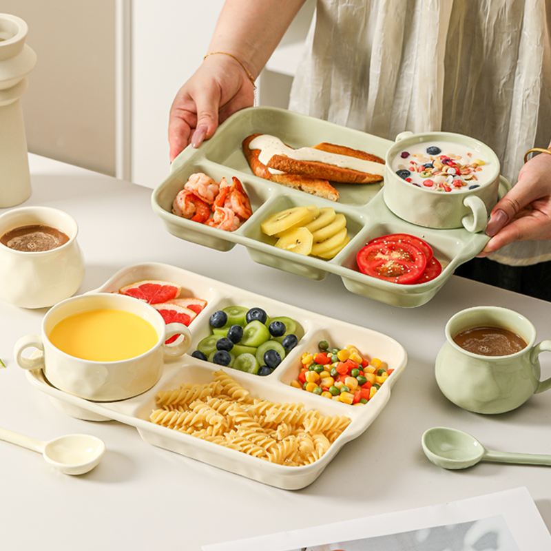 特别好看的食堂专用分格盘子减肥