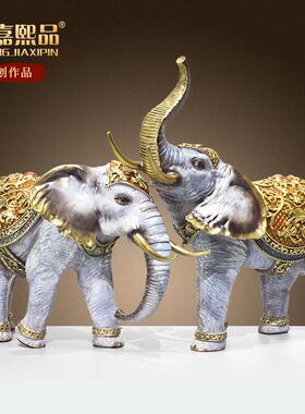 全铜大象摆件一对家居客厅玄关装饰品桌面摆件乔迁礼物黄铜工艺品