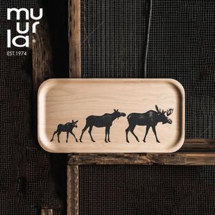 芬兰muurla nordic北欧系列手工制木质托盘早餐托盘圆盘食盘