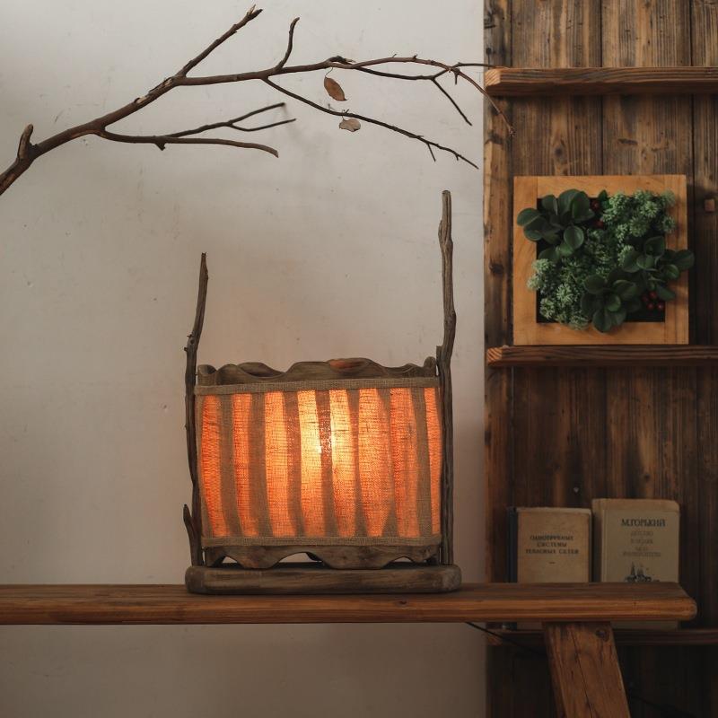 款麻布落地灯网红民宿灯卧氛围横感装饰品室复古做旧诧497具寂风