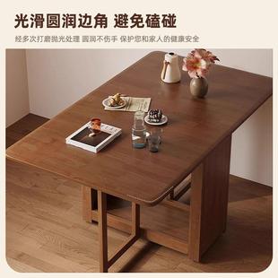 实木可折现叠餐桌家用代简桌约ULR小户型饭长方合形餐桌椅组吃饭