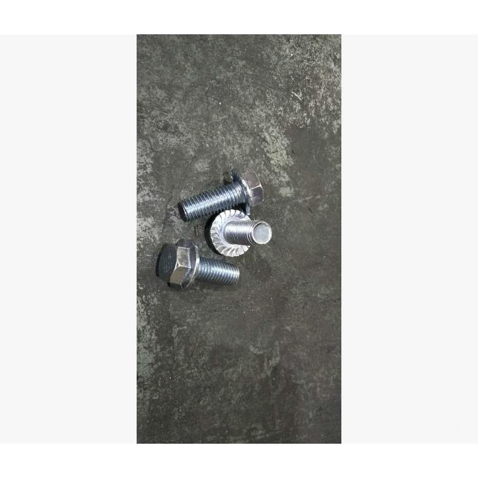 506DIN921六角法3兰面螺栓齿8.8白锌M162带*0