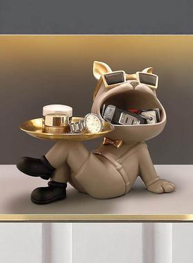 创意法斗犬入户玄关钥匙收纳家居轻奢装饰品鞋柜桌面摆件乔迁送礼