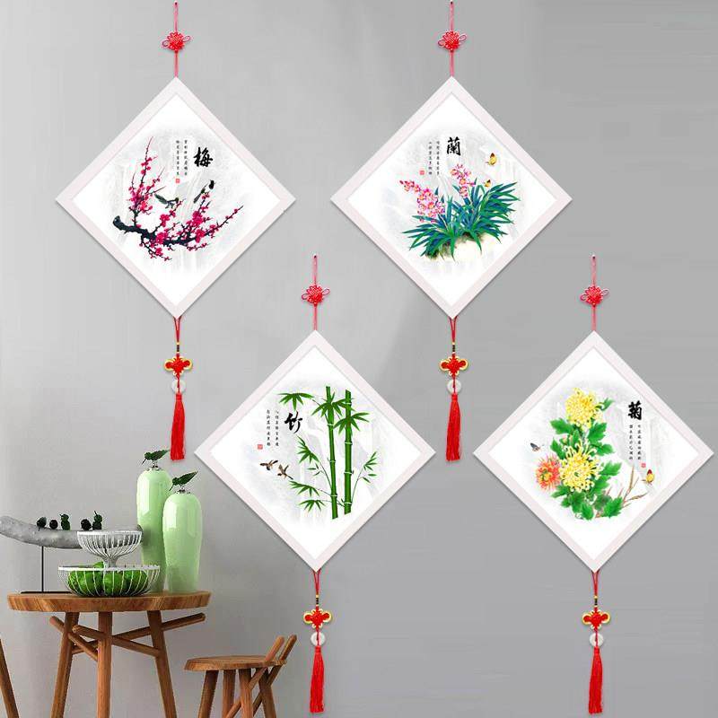 5D钻石画免装裱客厅中国风十字绣贴钻画梅兰竹菊钻石绣带玻璃相框,居家布艺,钻石绣,淘宝优惠券,粉丝福利购,淘宝优惠卷