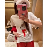 甜甜专享 时尚 立体围巾小狗 2026春新款 短袖 高密双面棉