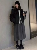 毛呢半身裙冬加厚中长裙 有口袋 甜甜圈 遮肉蓬蓬裙