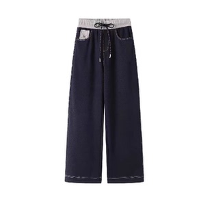 洋气设计感撞色腰冬裤 细节全包边 加绒加厚 子 甜甜甜圈享