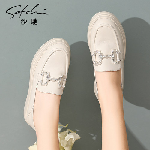 沙驰深口鞋女鞋马衔扣厚底单鞋