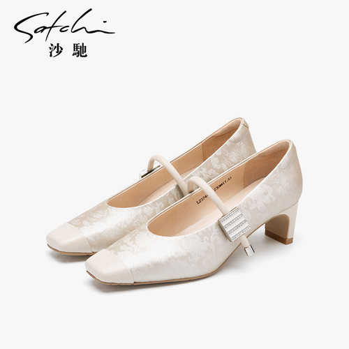 沙驰职业单鞋玛丽珍鞋国风新中式