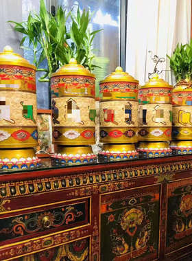 如意自在源电电动转桶家用摆件大动转轮自在动筒转中号大