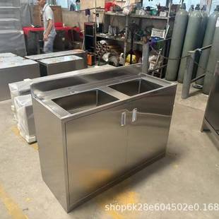 定制304不锈钢工作台实验室不锈钢实验台水水槽台单层案板储物柜