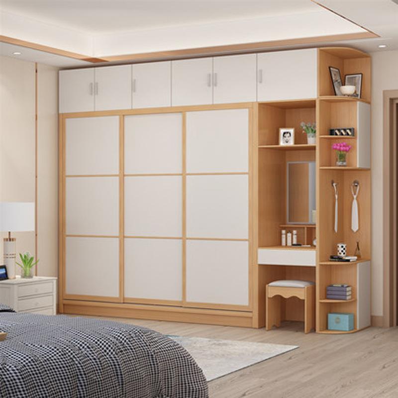 现简约北欧板式实木衣柜卧屋室帽间代全推拉门大衣衣橱储物柜VWT