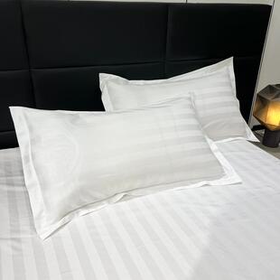 白色态轻磨毛四件生套宾床馆名宿被套床单床笠款奢缎条酒店航佑生