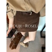 法国Rouje Rosella⭐覆古灯芯绒半身裙女秋冬高腰显瘦a字包臀短裙
