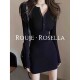法国Rouje Rosella?黑色针织连衣裙女秋冬性感辣妹修身 包臀短裙