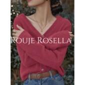 法国Rouje 外套宽松毛衣 女气质短款 Rosella⭐法式 覆古V领针织开衫