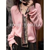 法国Rouje Rosella高颜气质?轻熟V领针织开衫 女秋冬高级时髦毛衣