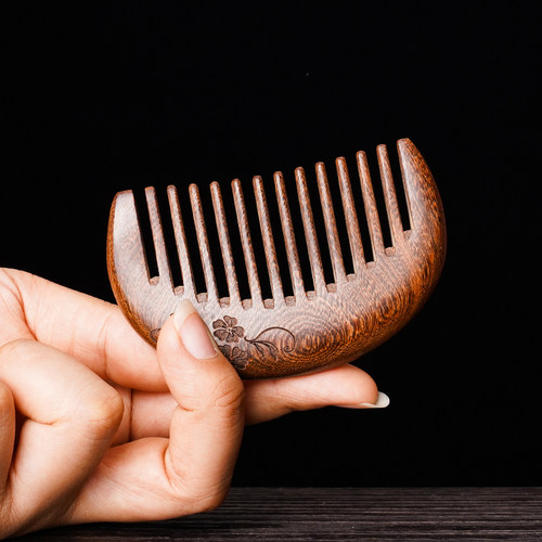 天然檀木梳便捷月梳按摩梳经络梳