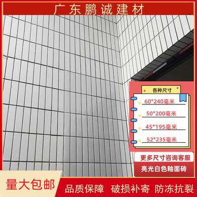 60*240亮光白色条砖 老式釉面砖 外墙砖条形瓷砖  室外修补白色砖
