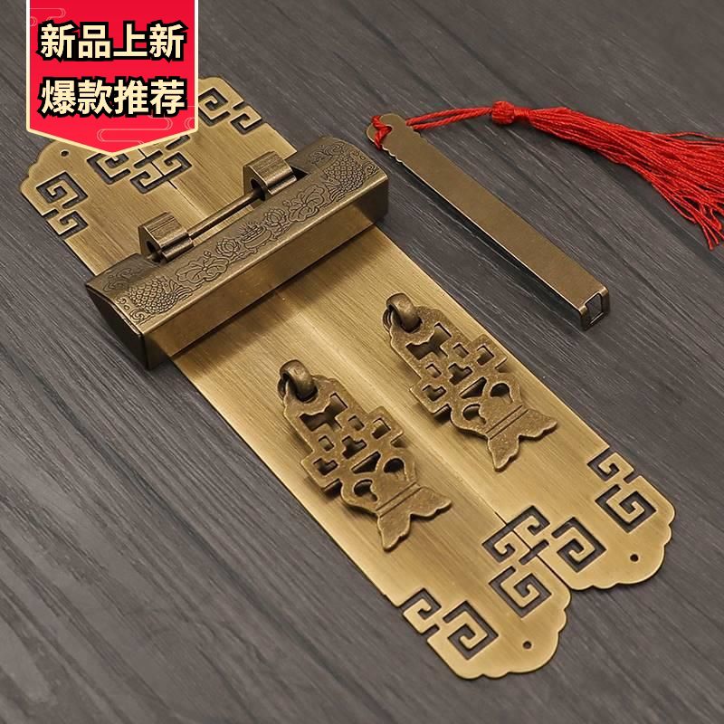 铜锁小锁头迷你柜门锁中式古锁具复古代挂锁古典锁老式带钥匙横