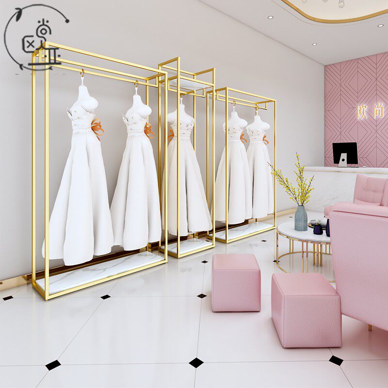 婚纱礼服架子落地展示架挂衣架铁艺影楼工作室秀禾旗袍货架陈列架