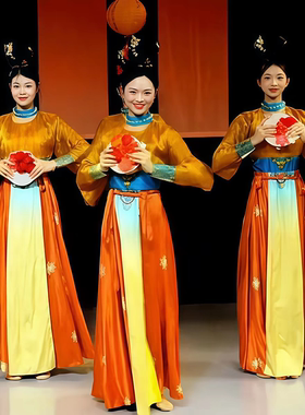 唐宫雅乐古典舞滚灯新年会成人演出群舞表演服中国风汉唐舞大摆裙