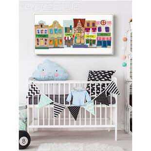 网红北欧儿文艺温馨童装房饰美式通建卡筑男女孩房间主卧室床头挂