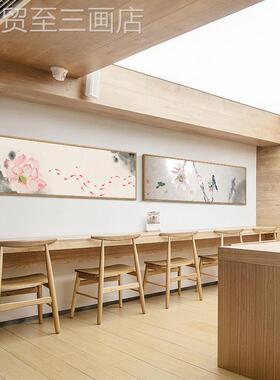 网红壁荷头花卧室装饰画床画长幅中式温横馨房间主卧墙画中国风挂