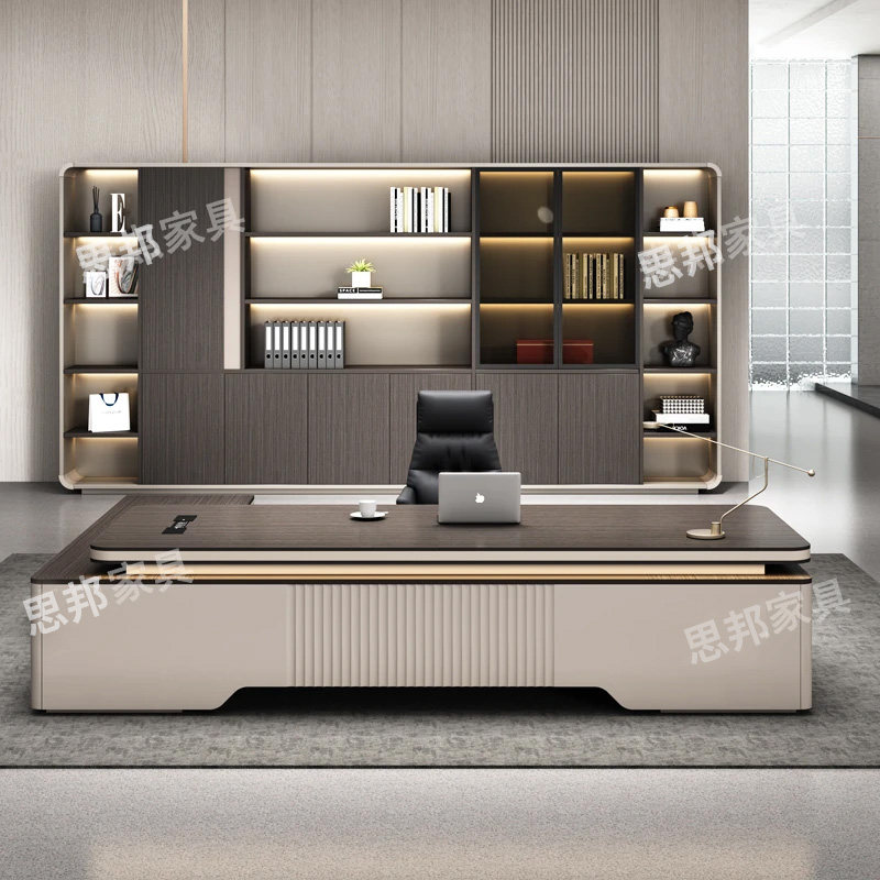 老板办公桌轻奢高级感总经理董事长办公室大班台桌椅组合总裁桌