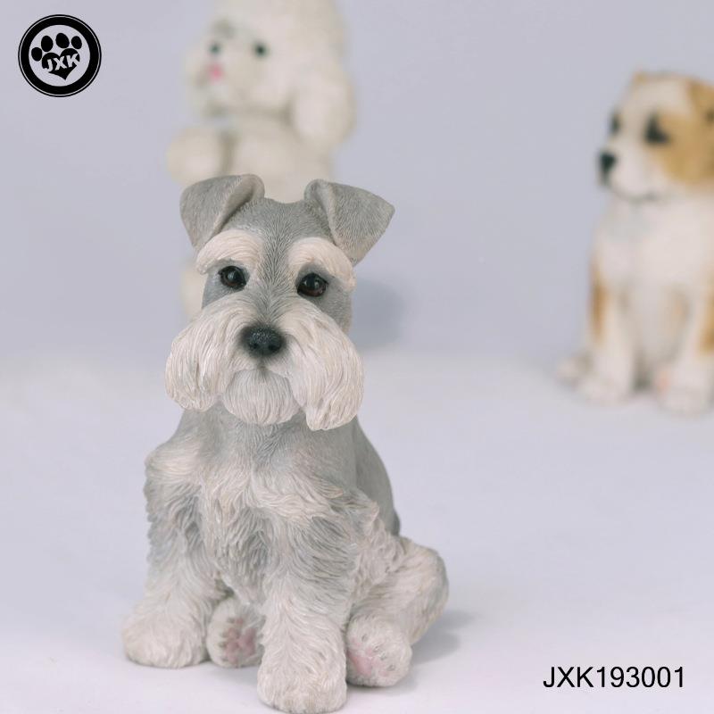 JXK款新侧头中亚雪纳摆瑞比熊M052牧羊犬J仿真模玩可搭配BD人偶动