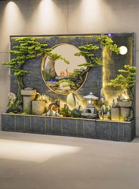 水幕墙流水屏风酒店假山流水喷泉鱼池景观装饰公司背景墙庭院水景