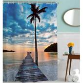 高清数字浪漫栈桥浴室防水防霉加厚浴帘织物定制浴室淋浴隔断