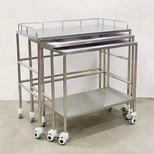 加厚不锈钢器械套台三合一手推仪器车医用手术室操作台移动打包台