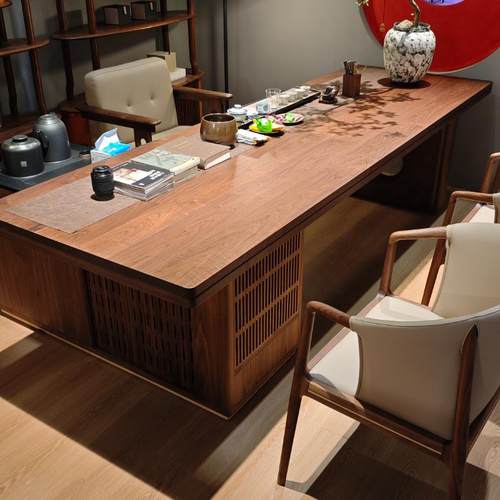 新中式阳台茶桌2025新款北美胡桃木茶台烧水壶一体轻奢现代高级感