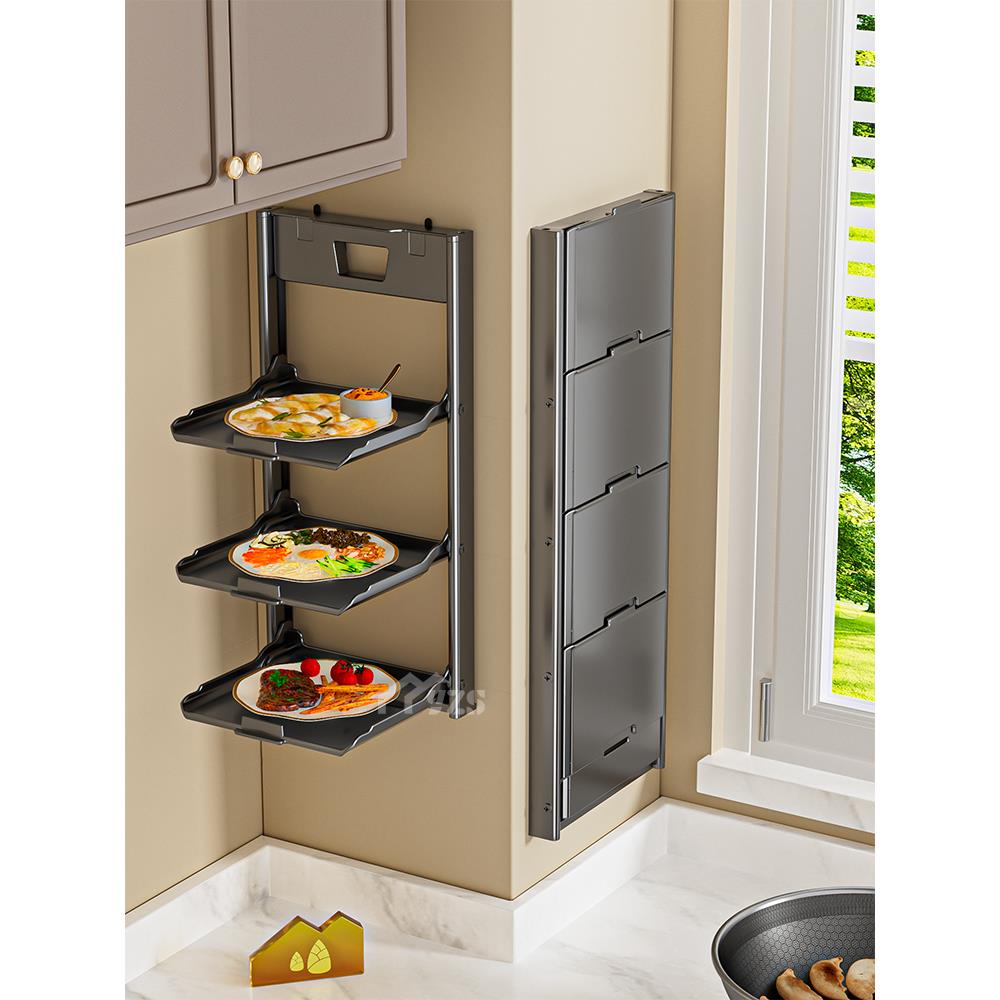 厨房备菜置物架免打孔菜盘架备菜架可折叠壁挂式多层多功能配菜架