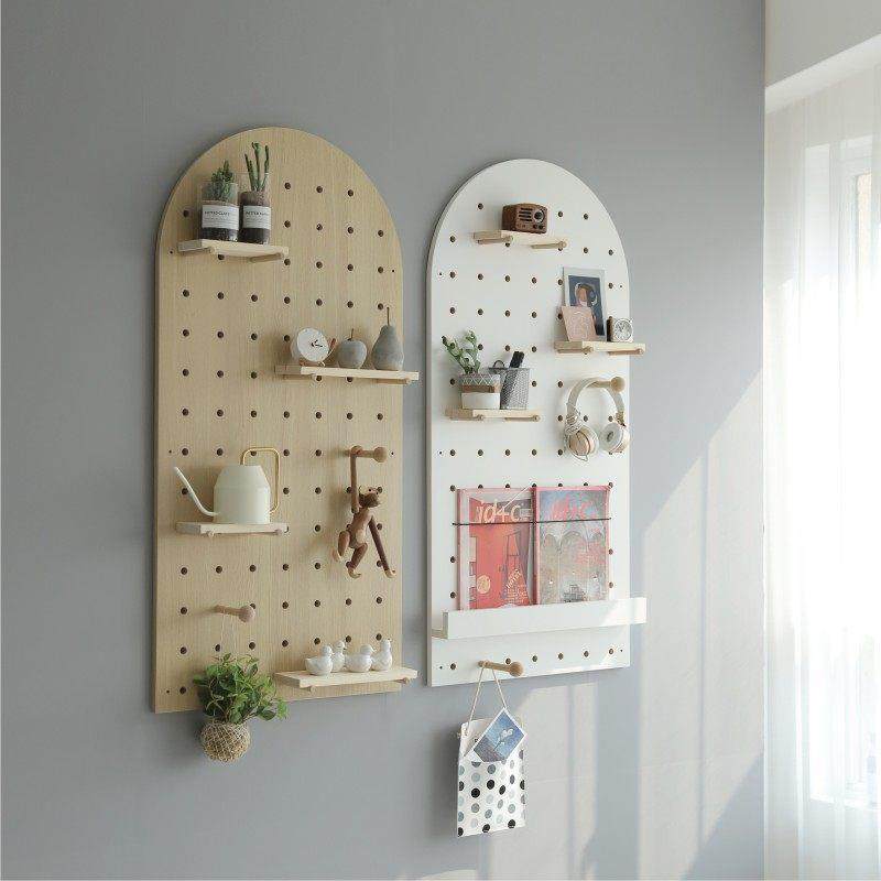 小木良品拱形洞洞板定制实木配件白橡木白色入户玄关墙上置物架,收纳整理,整理架/置物架/收纳架,淘宝优惠券,粉丝福利购,淘宝优惠卷