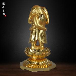 迎善永安东密欢喜天佛木雕造像家居用品佛像贴金佛堂供奉摆件定制